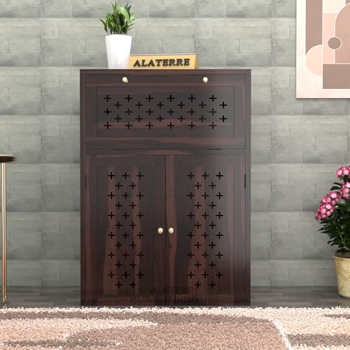 Image of Solid Sheesham Wood Inverter Battery Cabinet for Home & Office || Wooden Storage Cabinet || Electic Safety Box || Single Battery Box || Cabinet Unit || Walnut Finish