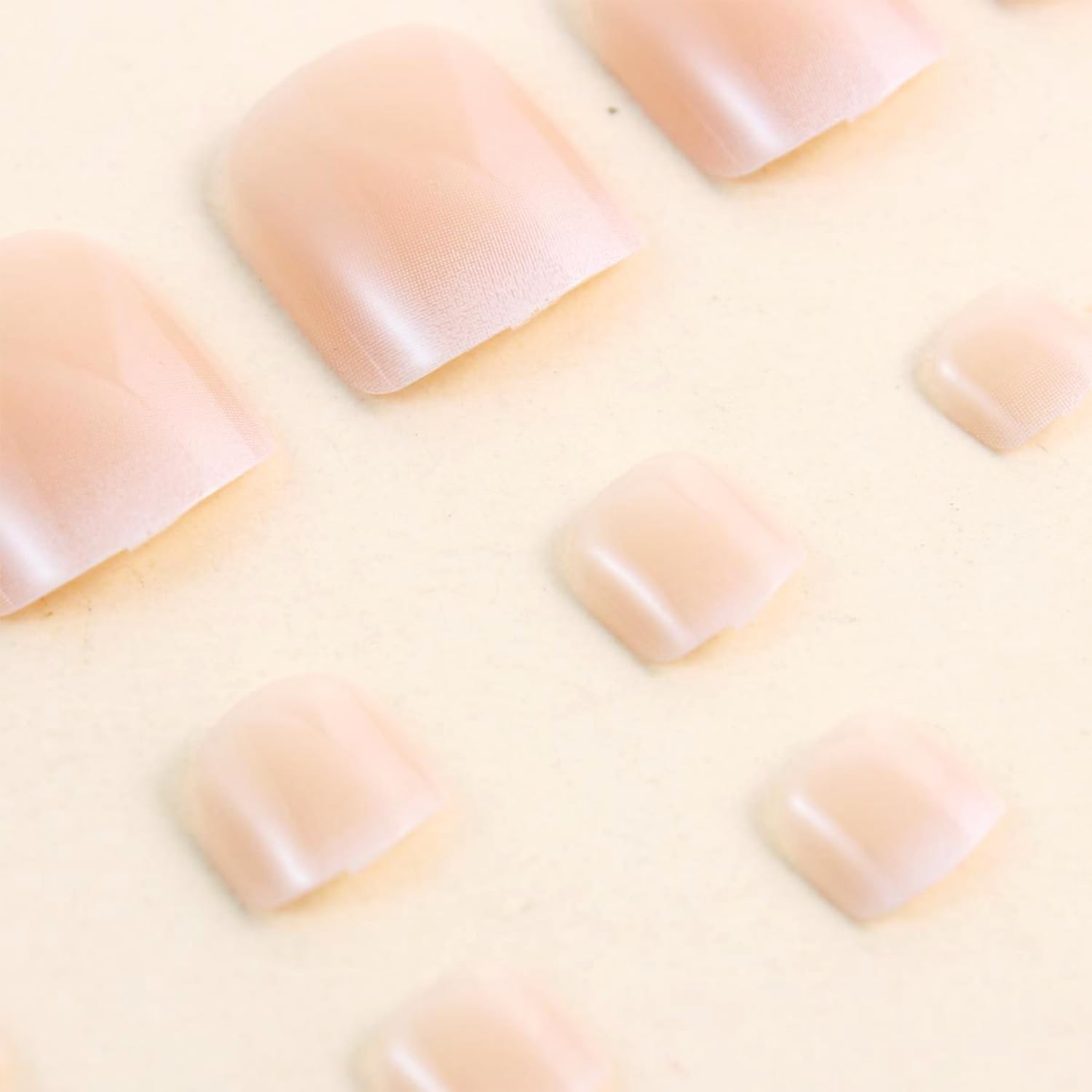 Nude Press on Toenails Short Square Fake Toe Nails Glossy False Toe Nails Press ons Acrylic Full Cover Glue on Toenails for Women Manicure 24 Pcs