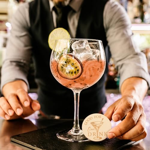 Image of Marsui 100 Pcs Wooden Drink Tokens Bulk for Wedding Personalised Drink Tickets Poker Chips for Guest Wedding Favours Beverage Birthday Parties Bar Table Decoration Supplies (Cocktail Cup Pattern)