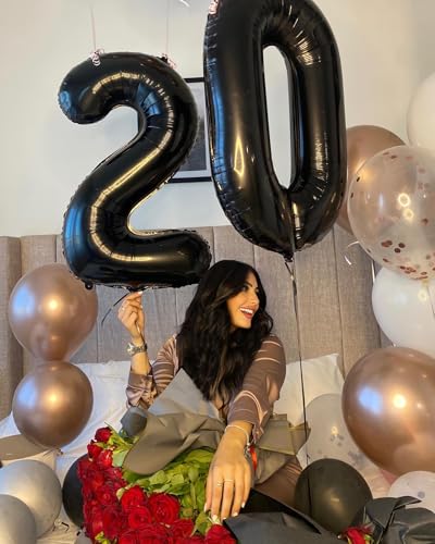 Image of 40 Inch Black Number 2 Balloon Birthday Party Decorations for Men & Women | 40 Inch Black inflatable foil number balloons, large birthday decorations for 2nd birthday