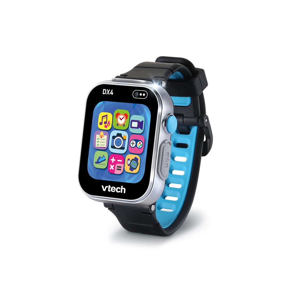 VTech KidiZoom SmartWatch DX4 Noire Montre Digitale Enfant Dès 5 Ans | Montre VTech pour Enfant avec Écran Tactile Couleur, Appareil Photo et Vidéo, Contrôle Parental, Jeux et Applis en Français
