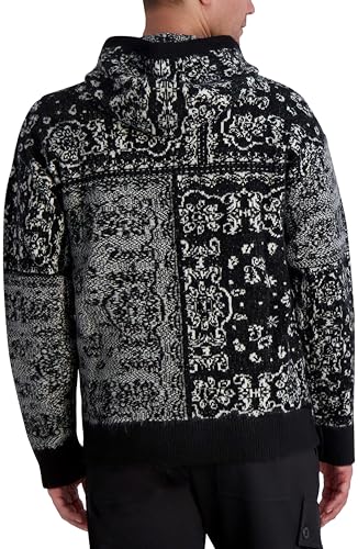KARL LAGERFELD Men's Abstract Pattern Hooded Sweater4