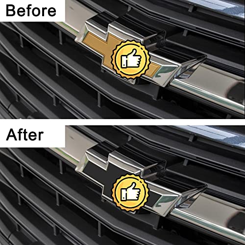 TOMALL 3pcs Vinyl Bowtie Logo Wrap Stickers for Chevy 11.8\" x 4\" Car Emblem Logo Overlay Decals DIY Modification Waterproof Universal Decoration (Matte Black) - Thumbnail 3