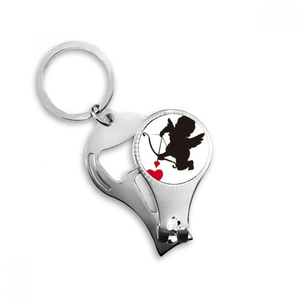 Porte-clés cœur Love Cupid Angel pendentif romantique pour trousseau de clés métallique