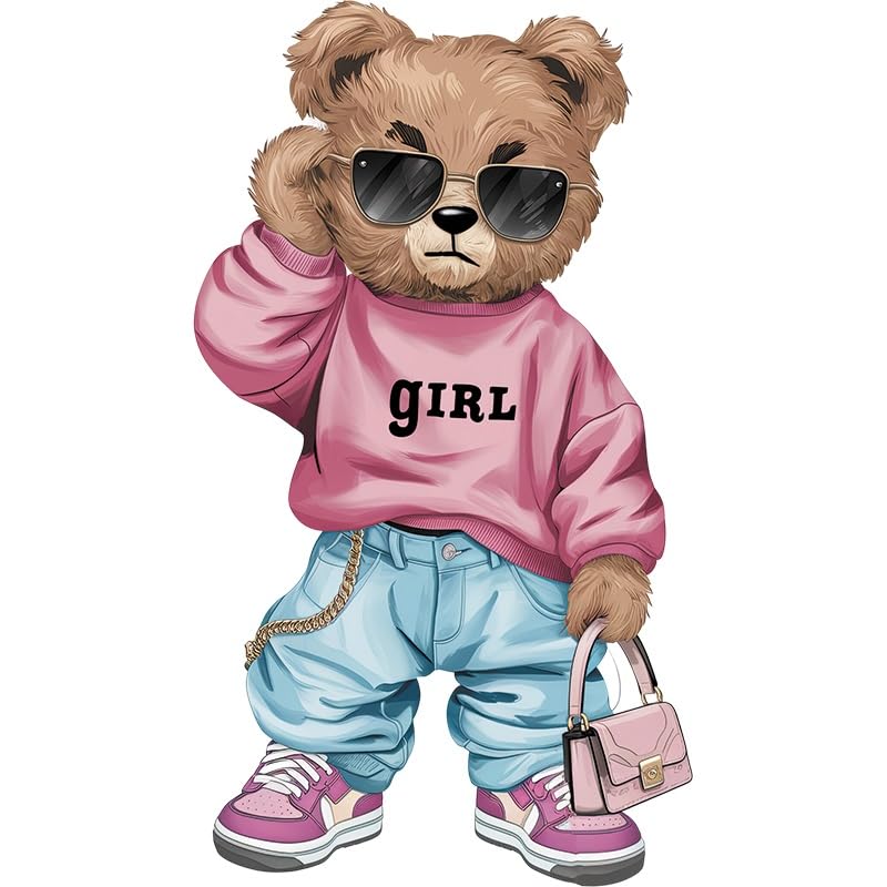 Fashionable Teddy Bear Iron-on Transfers for Clothing Patches Dtf