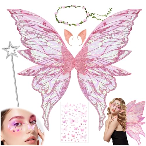 Fairy Wings,Butterfly Wings for Adult Women Kids Girls,5 PCS Angel Costume Accessories,Elf...