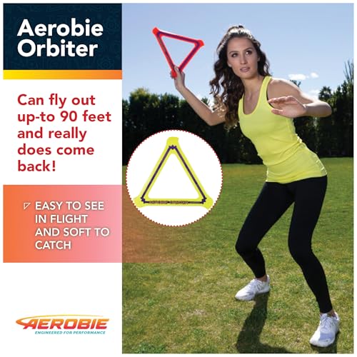 Aerobie Orbirter High Performance Boomerang, Outdoor Flying Disc, Returning Boomerang, Flying Ring for Kids Parties and Backyard Games, Teen Boys Gift Ideas, Kids Toys for Ages 5 & Up, Yellow, 11.5”