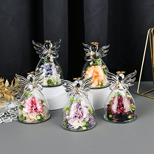 Kmulin Valentines Day Flower Gifts For Her, Birthday Gifts For Women Roses In Glass Angel Figurines, Best Friend Angel Gifts For Wedding Mother's Day #TOP6