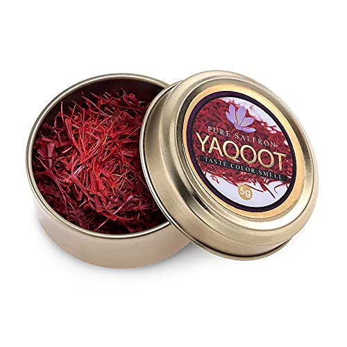 Yaqoot Premium Saffron (5 Grams) ,All Red Pure Saffron Threads for Cooking â€“NO GMO -Organic Natural Saffron with No Preservatives-Saffron Spice for Persian Rice, Tea, Risotto,Spanish Paella