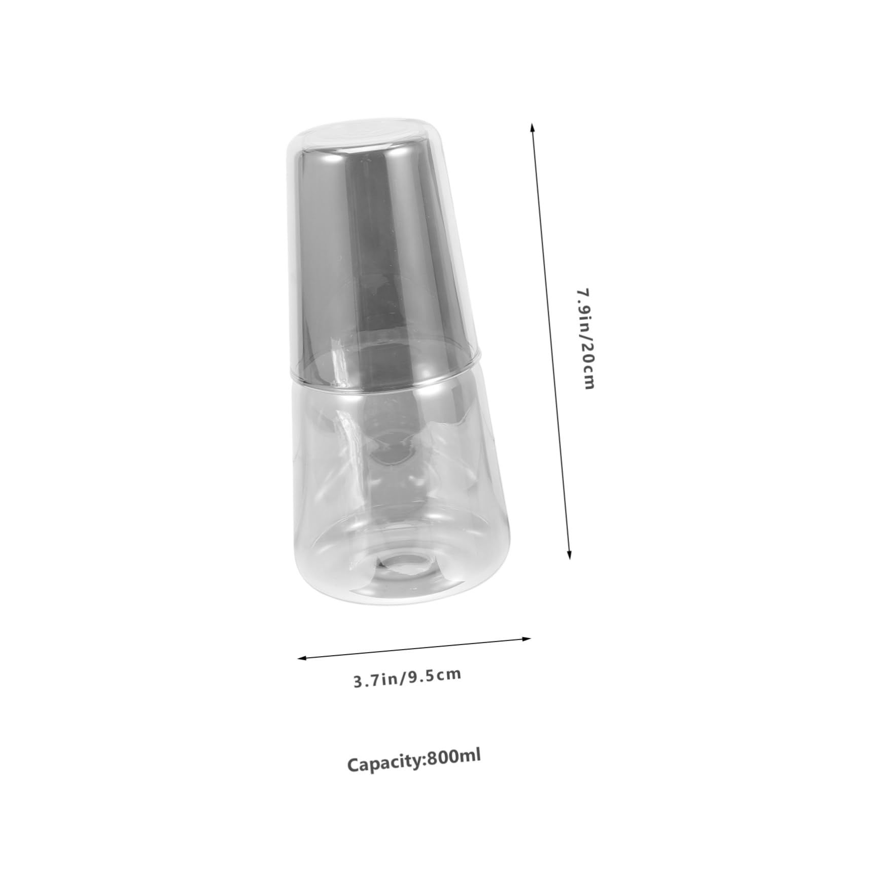 Glas Wasserkaraffe 800ml mit Tasse als Deckel für Bad und Bett