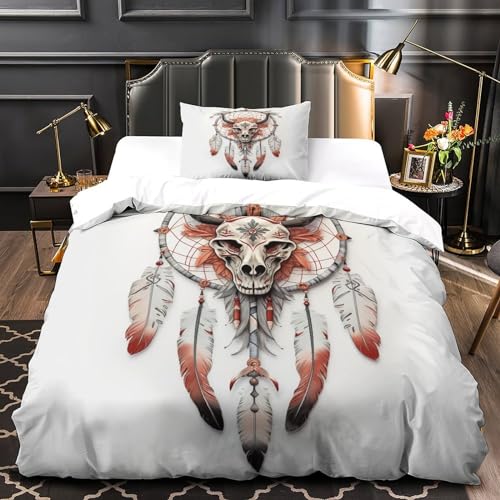 Housse de couette zippée attrape-rêves squelette en microfibre 3D facile à nettoyer - 4