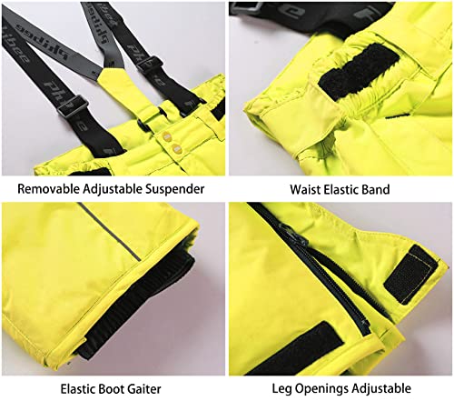 Phibee Boys' Waterproof Breathable Polyester Snowboard Ski Pants Yellow 8 #TOP2