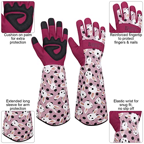Barst Long Sleeve Gardening Gloves, Rose Pruning Thorn Proof Gardening Gloves Synthetic Leather Puncture Proof Garden Gauntlet For Bushes Cacti Gardener Gift #TOP4