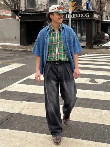 Areant Mens Baggy Jeans Wide Leg Hip Hop Loose Fit Jeans Relaxed Fit Elastic Waist Skate Streetwear Y2K Vintage Denim Pants Black X-Small - image 2