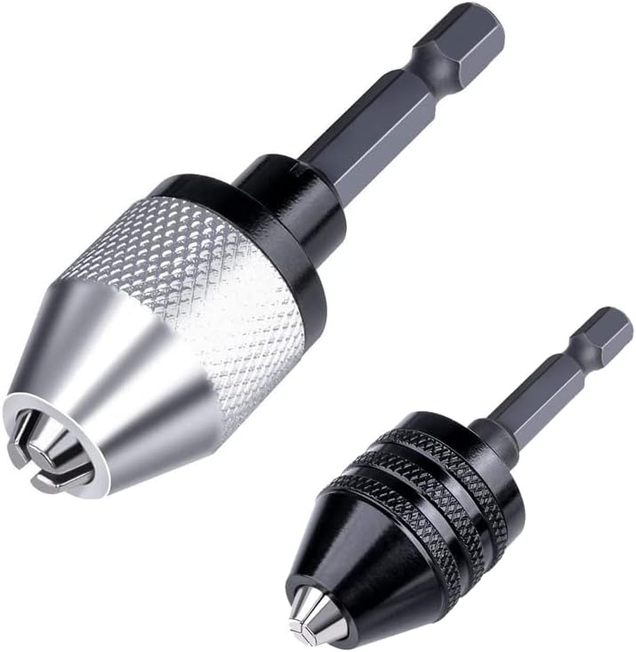 EUYuan 2PCS 0.3-6.5 mm&0.3-3.4 mm Quick Change Adapter, 1/4 Inch Hex Shank Keyless Drill Chuck Adapter for Micro Drill Bit