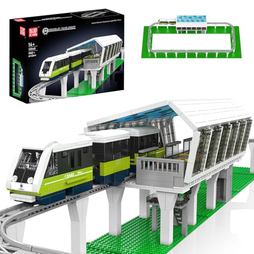 Mould King 12040 Express Train Model Kit, 1,957+ Pieces APP/Remote Control Locomotive Building Set with Track, Construction Building Toys, Collectible Gift for Adults and Teens