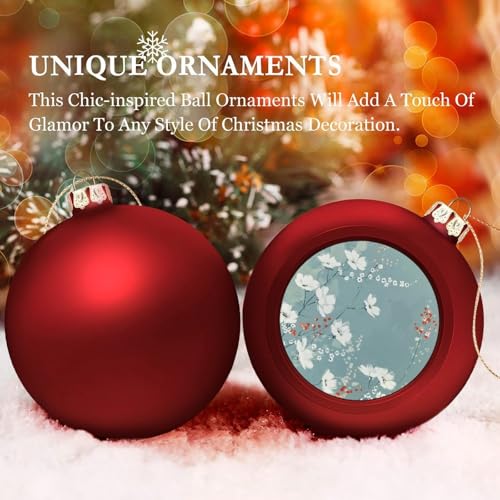 Boules de Noël fleurs cyan clair pour table de fête chic - 5