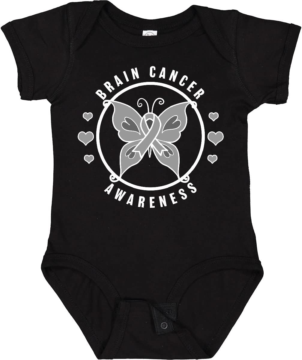 inktastic Brain Cancer Awareness with Grey Ribbon and Butterfly Baby Bodysuit