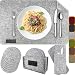 Produktbild MAHEWA® 6er Set Premium Filz Tischset Platzset mit 6x Glasuntersetzer 1x Halter und 6x Bestecktaschen Rutschfest Ab-waschbar Waschmaschinenfest Eckige Platzdeckchen Teller-Untersetzer Filzset Hellgrau