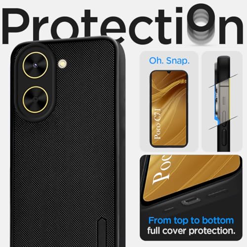 Image of Jkobi Back Cover Case for Poco C71 (Textured Grip Design | Micro-Fiber Cloth Inside | Slim and Light Weight | Soft Touch and Feel | Black)