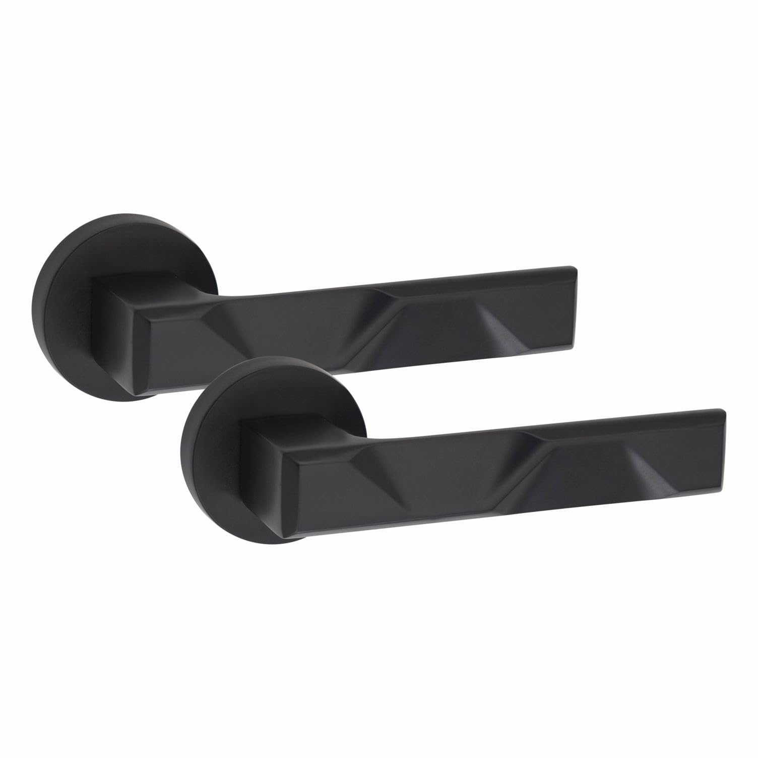 Golden Grace Modern Nova Design Premium Door Handles on Round Rose in Matt Black Finish - 1 Pair