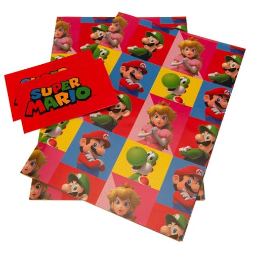 Super Mario Characters Gift Wrap (Pack of 4) (One Size) (Multicolored)