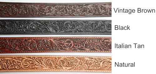 Tito's Custom Buckles Midland Hand-tooled, Saddle leather, Lined, Full-grain Belt Western Oak Leaves3