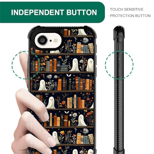 TAMEFOX Case for iPhone 16e,Four Corners with Bumper Shockproof Anti-Slip Anti Drop Protective Case-Halloween Grimoire Ghost - image 3