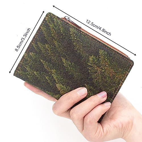 Image of Eco Cork Friendly RFID Blocking Wallet Bi-fold Card Holder Vertical Wallet With Zippered Coin Purse & ID Window