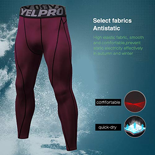 Yuerlian Men's Compression Pants Baselayer Cool Dry Sports Tights Leggings Running Tights 3 Pack #TOP6