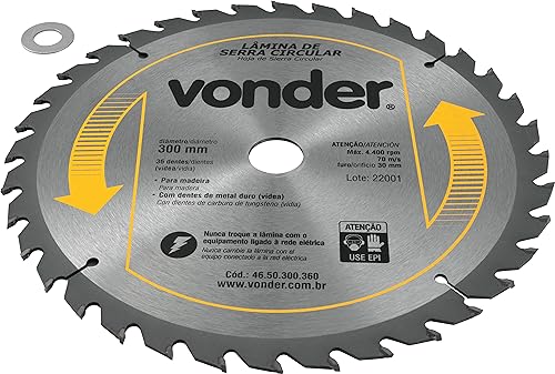 Lâmina de Serra Circular com Dentes de Metal Duro/Videa, 300 x 30 mm, 36 Dentes, Vonder VDO1239