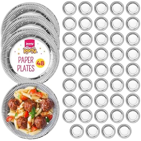 SOL 48pk Silver Paper Plates for Events Cover