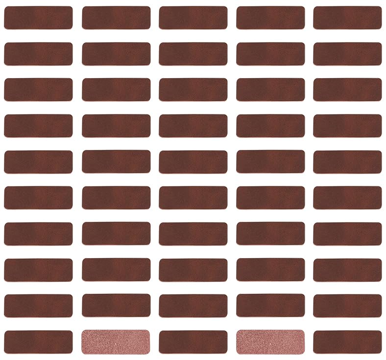 OLYCRAFT 50pcs Brown Leather Labels 2mm Thick Handmade Tags 2x0.7 Inch Genuine Embossed DIY Accessories for Jewelry Making Crafts Sewing Clothes Bag