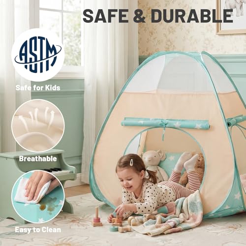 Image of PigPigPen Play Tent for Kids: 3-in-1 Ball Pit with Crawl Tunnel and Princess Tent, Portable Playhouse for Toddlers Boys Girls, Indoor Outdoor Toys Gift Set
