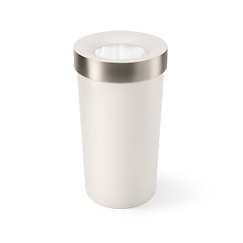Umbra Vento Kitchen Trash Can, Open Top Bin, 16.5 Gallon, Sand/Nickel