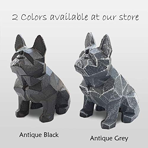 Ambipolar Decorative Bookends Geometric Dog Theme , Heavy Duty Cast Iron, Dog Statue, Vintage Shelf Decor, Antique Black (2 Pack), T5-8
