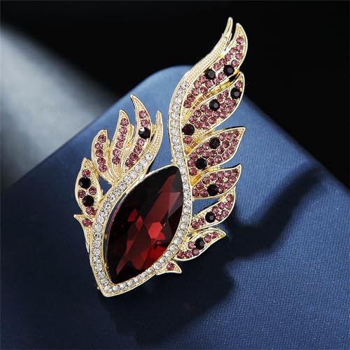 Image of Rhinestone Feather Brooches for Women Men,Vintage Animal Peacock Pin Gold /Silver /Blue / Crystal Diamond Lapel Pins Fashion Enamel Feather Leaf Brooch Elegant Dress Coat Pin Decor Wedding Christmas Birthday Jewelry