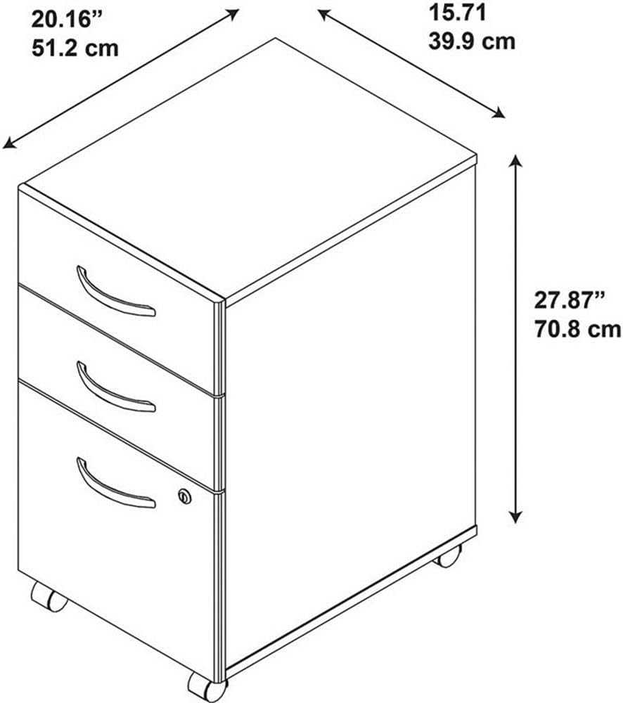Bush Business Furniture Series C 3 Drawer Mobile File Cabinet in Mocha Cherry, Assembled Office Storage Unit for Home or Commercial Spaces