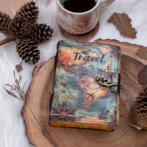 Image of CRAFT JUNKY Vintage Leather Journal Diary for Women & Men Travel Diary Notebook for Writing Deckle Edge Paper,200 Pages