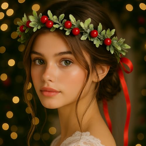 image for Norme Christmas Mistletoe Crown Flower Hairband Christmas Mistletoe Be