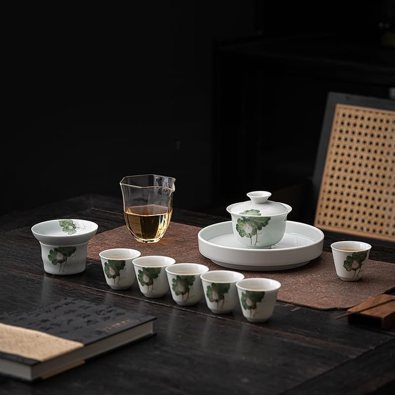 White Porcelain Covered Bowl Tea Cup Complete Kung Fu Tea Set Gift Boxed Corporate Gift Giving-picture1