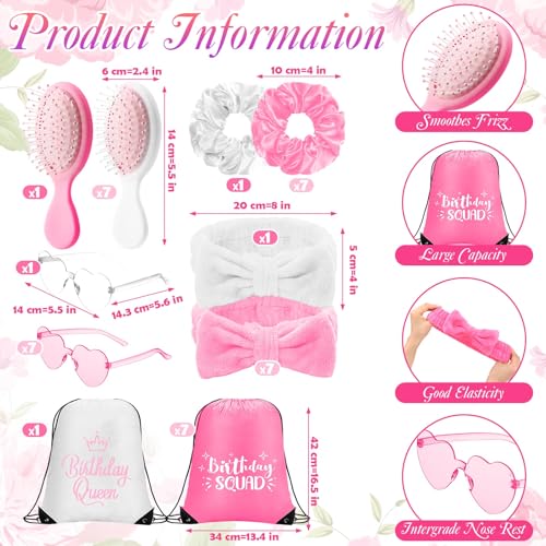 Image of Coume 48 Pcs Women Birthday Robe Birthday Queen Squad Robe Sunglasses Scrunchie Headbands Comb Bag for Spa Party