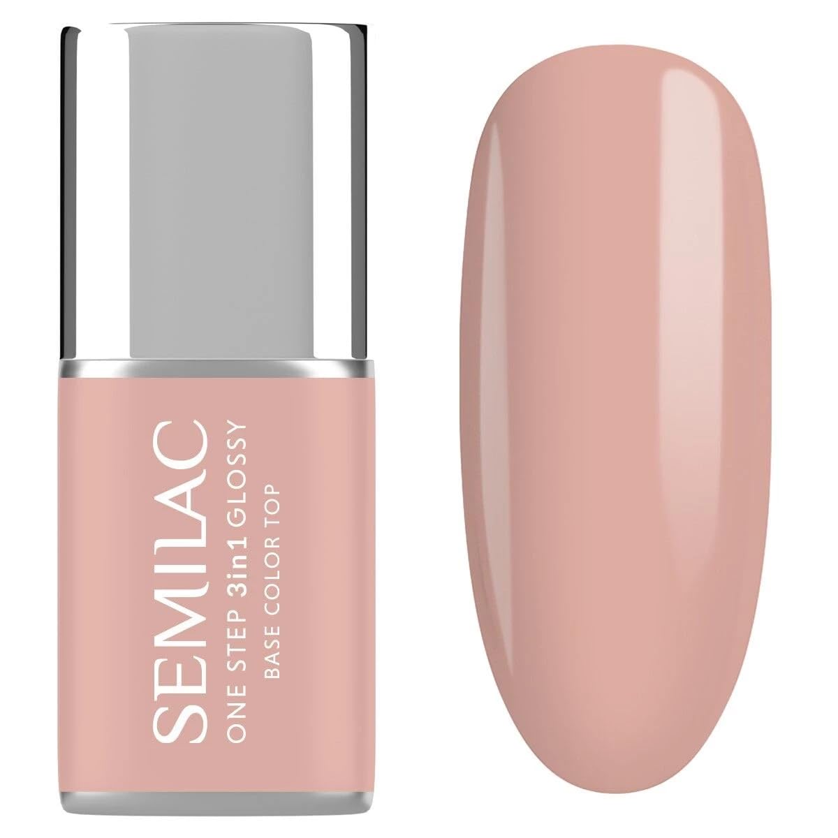 S450 Semilac UV Nail Polish 3-in-1 One Step Glossy Light Peach 7 ml - Light Peach UV Gel Nail Polish 3-in-1 | Integrated Base & Top Coat | No Chipping