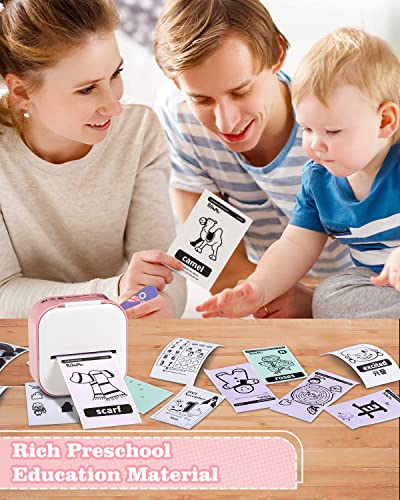 Memoking Mini Sticker Printer T02 Small Thermal Printer For Phone, Portable Wireless Printer With 3 Rolls Paper For Children’s Day Birthday, Compatible With Ios & Android, Pink #TOP4