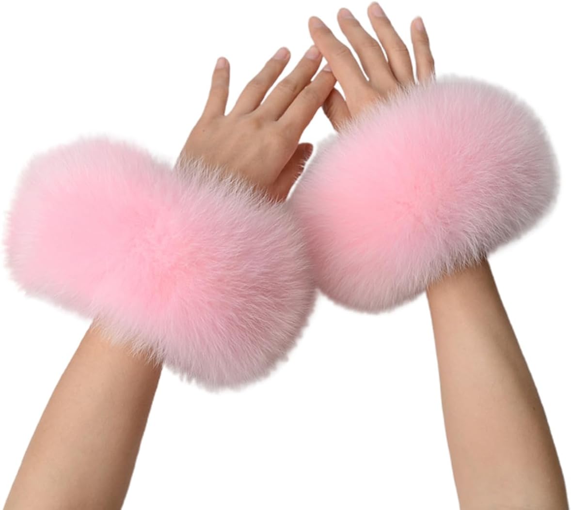Winter Faux Fur Short Wrist Cuff, Artificial Fur Arm Warmer for Women, Cold Weather, Solid Color