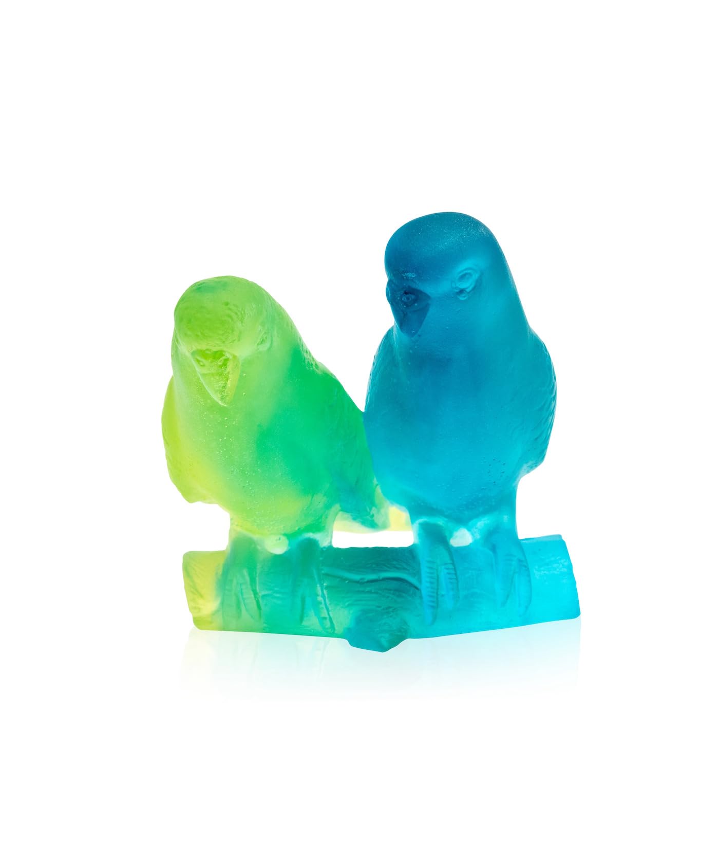 Pate De Verre' Crystal Lovebirds, Blue & Green