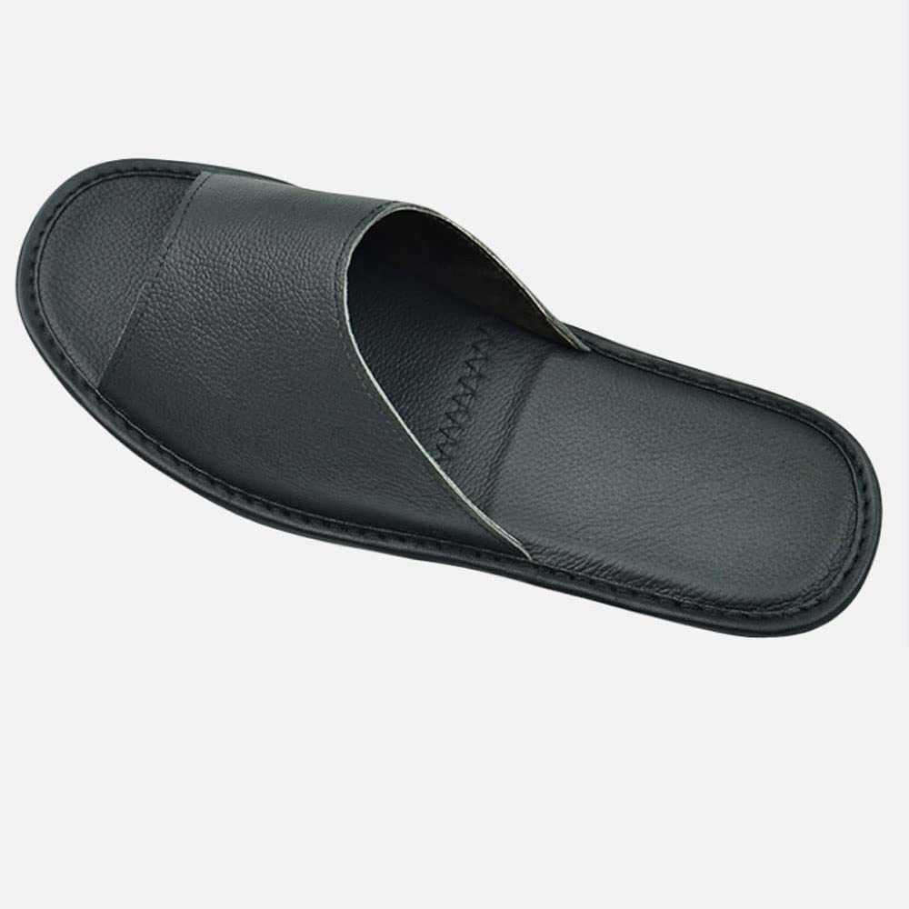 Unisex Mens and Womens Genuine Cowhide Leather Slippers Non Slip Home Bedroom Shoes House Slippers Rug Slippers Color