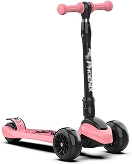 WHOJS Wheel Scooter Children kicking scooter Tilt and turn 4-wheel flash design Foldable and height adjustable Bearing weight 60kg Not electric Multi-color optional Lightweight Construction
