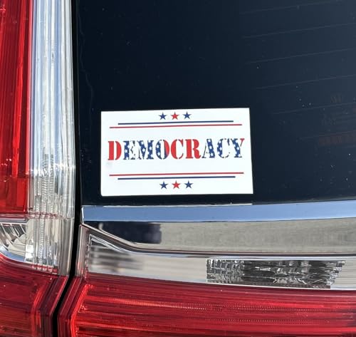 Image of Generic Democracy Sticker | Two (2) Pack |Democracy Flag | Made in The USA | Display on Bumpers, Window, Metal, Glass, Laptops, Plastic and Other Surfaces