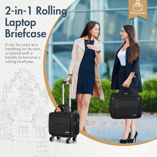 Lekebobor Rolling Laptop Bag - Laptop Briefcase on Wheels for Women/Men Fits Up to 15.6Inch Rolling computer Bags Water Resistant for Travel Work and Business (Black) 6